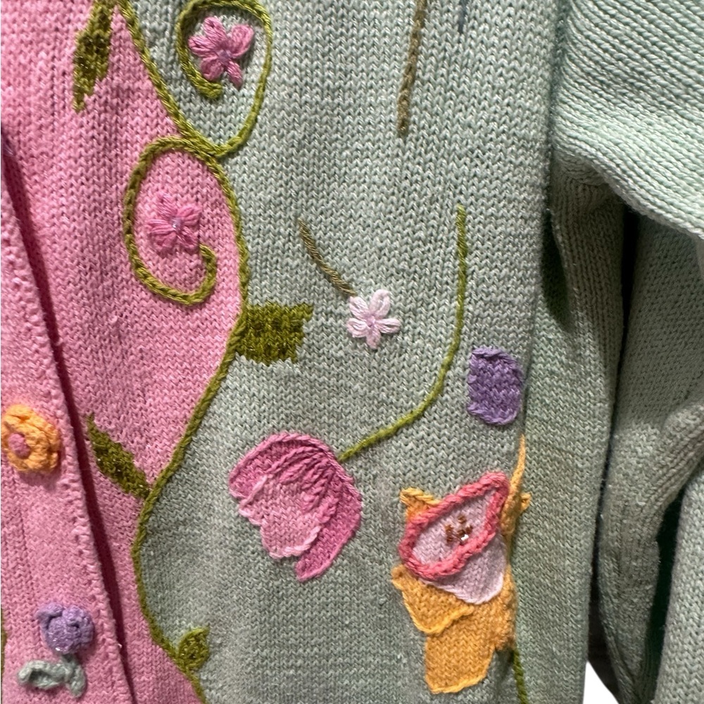 STORYBOOK KNITS Vintage Floral Embroidered Cardigan Sweater - Picture 4 of 10